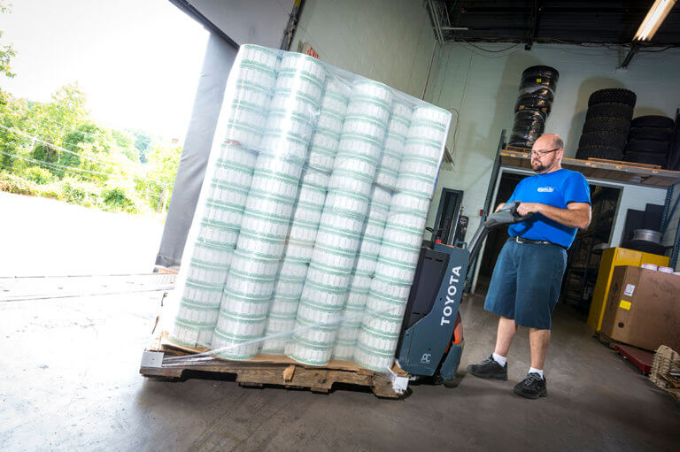 Pallet of Rolls Prepared for Shipping