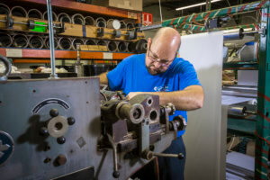 Setting the press on our sheeter